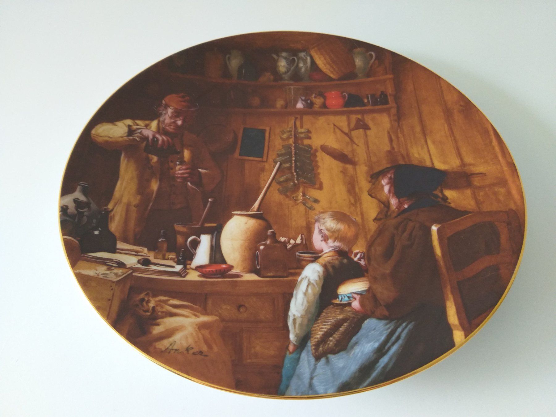 Teller: SUISSE LANGENTHAL "Der Quacksalber" Teller von Albert Anker – Gebraucht aus Cossonay-Ville von Les_1001_perles 1