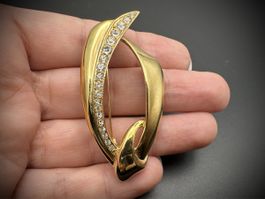 Vintage Strass vergoldene Brosche