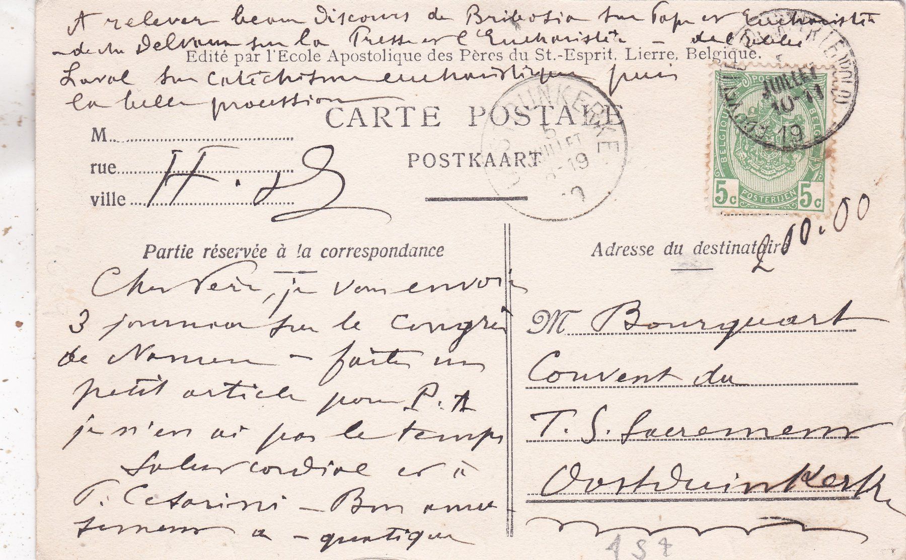 Cartoline postali: Belgien Missions des Pères du St-Esprit – Usato da Herisau venduto da Lisegrat2008 1