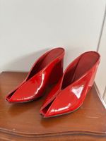 Rote Sommer-Pumps, Gr. 38, Plateau-Absatz - Hingucker!
