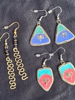 lot Schmuck, 4 paar Ohrringe Ohrhänger alt, Vintage vor 1990