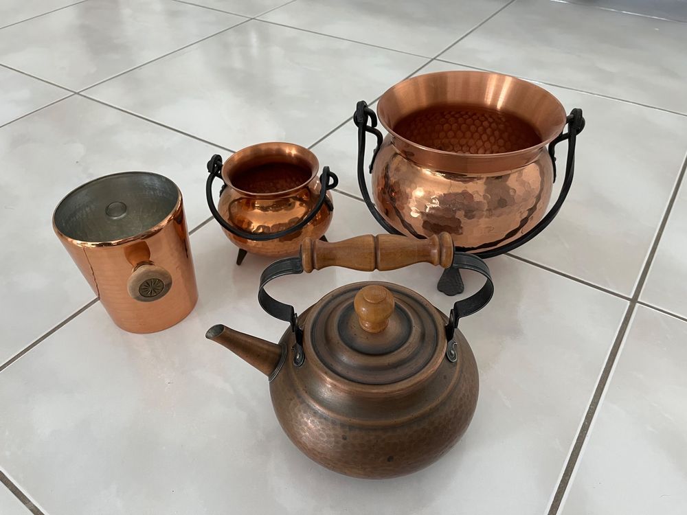 Kupfer Teekanne, Kessel und Eiswürfel-Behälter 1