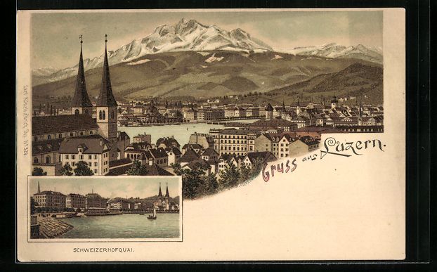 Cartes postales: Litho Luzern, Schweizerhofquai, Stadtpan – D'occasion à Berlin par bartko-reher
