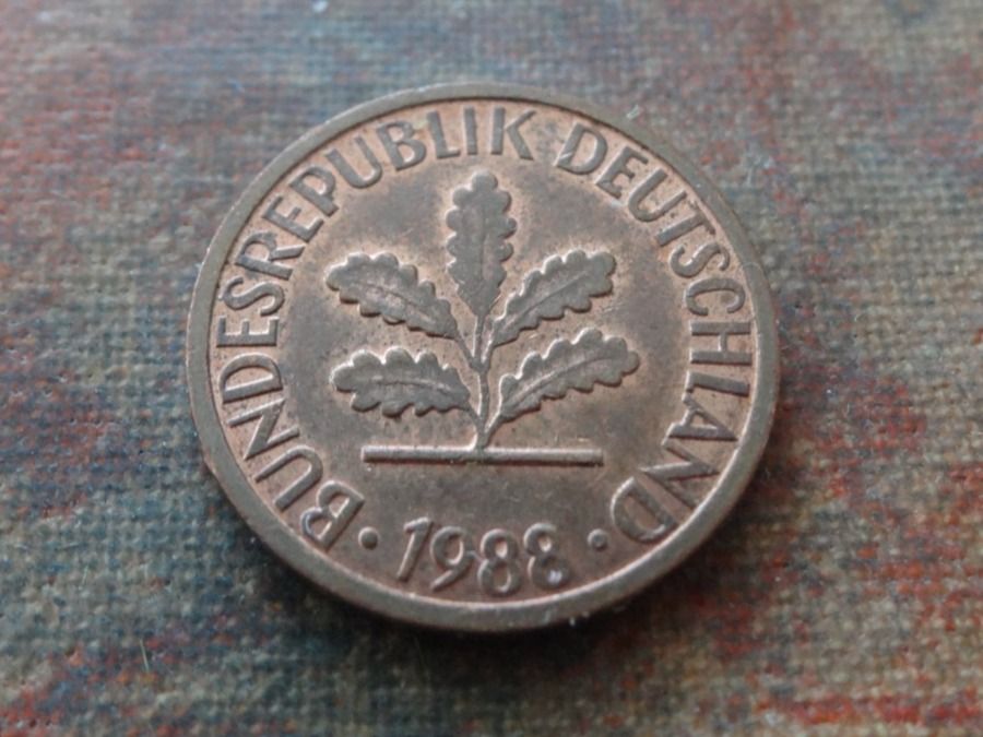 Tutti le monete: DEUTSCHLAND 1 Pfennig 1988 – Usato da Romanel-sur-Lausanne venduto da Swift13