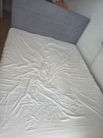 Bett mit Bettkasten Stoff grau ohne Matratze 160x200cm