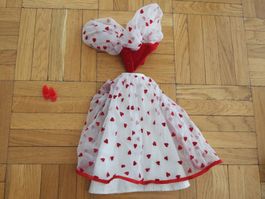 Barbies: Robe, foulard et chaussures coeurs rouges ❤️