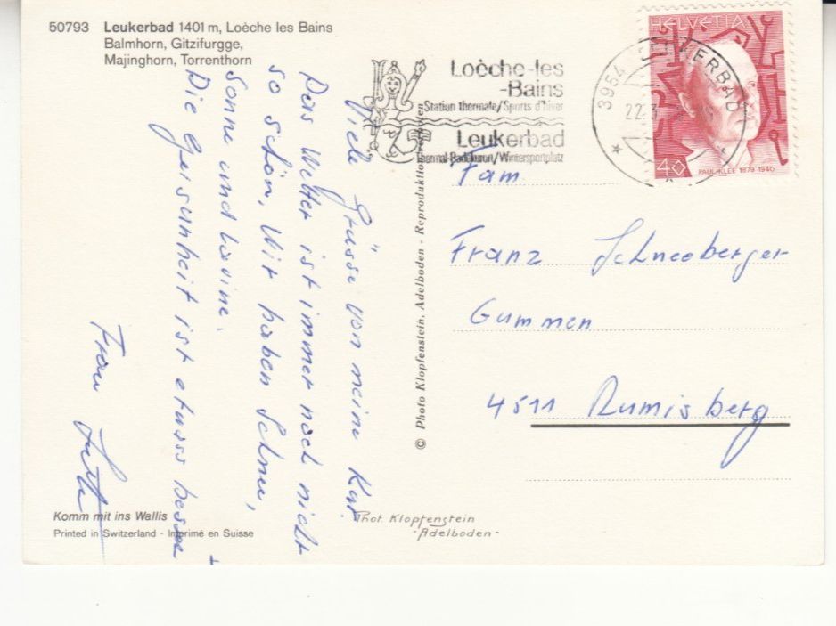 Cartoline postali: Leukerbad 1978 – Usato da Bürglen TG venduto da StampGraf 1