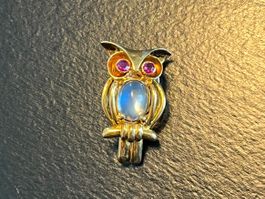 Goldbrosche Eule 750 Gold
