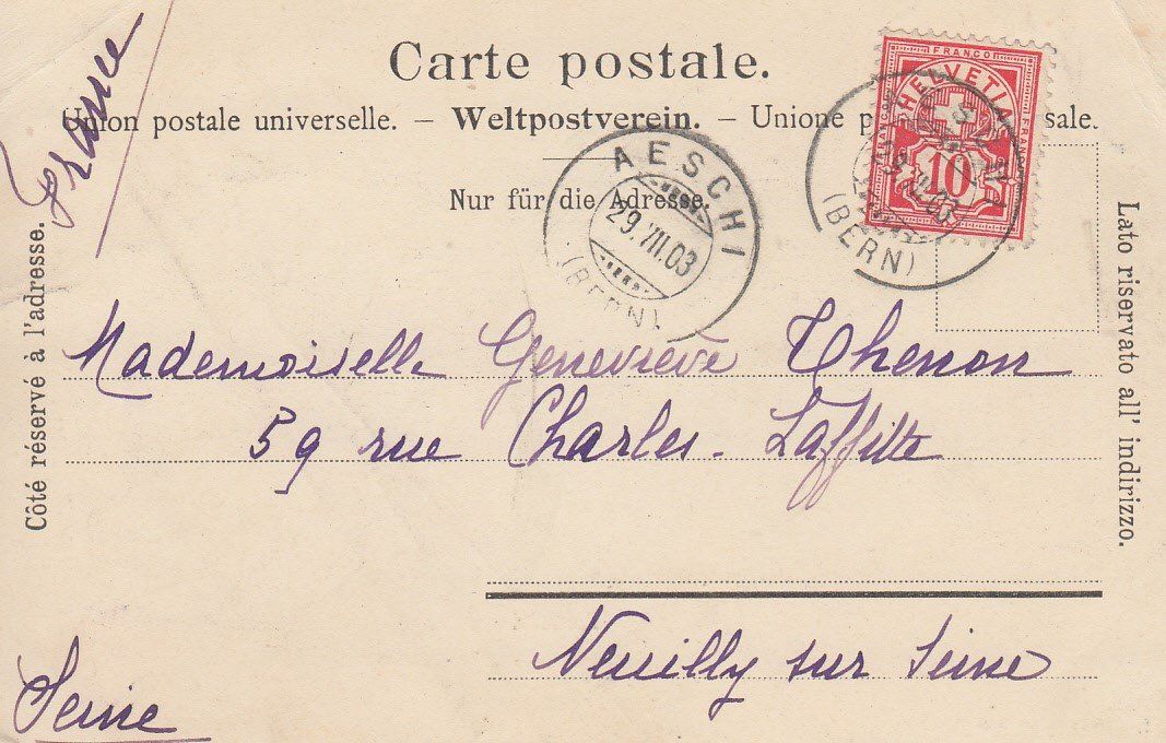 Cartoline postali: Aeschi   BE       um  1 9 0 3 – Usato da Brig venduto da Valcards54 1