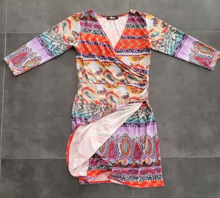 Lässiges Jerseykleid Gr S (36/38), mit Rock im Wickeloptik