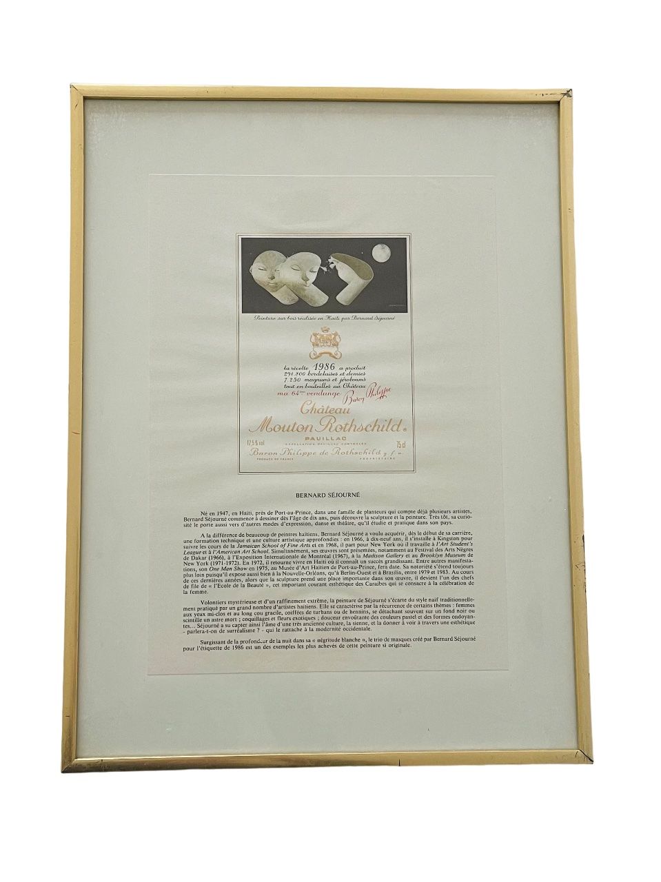 Grafiken & Lithographien: Lithographie Etiquette Ch.Mouton-Rothschild 1986 – Gebraucht aus Genève von Bazarare