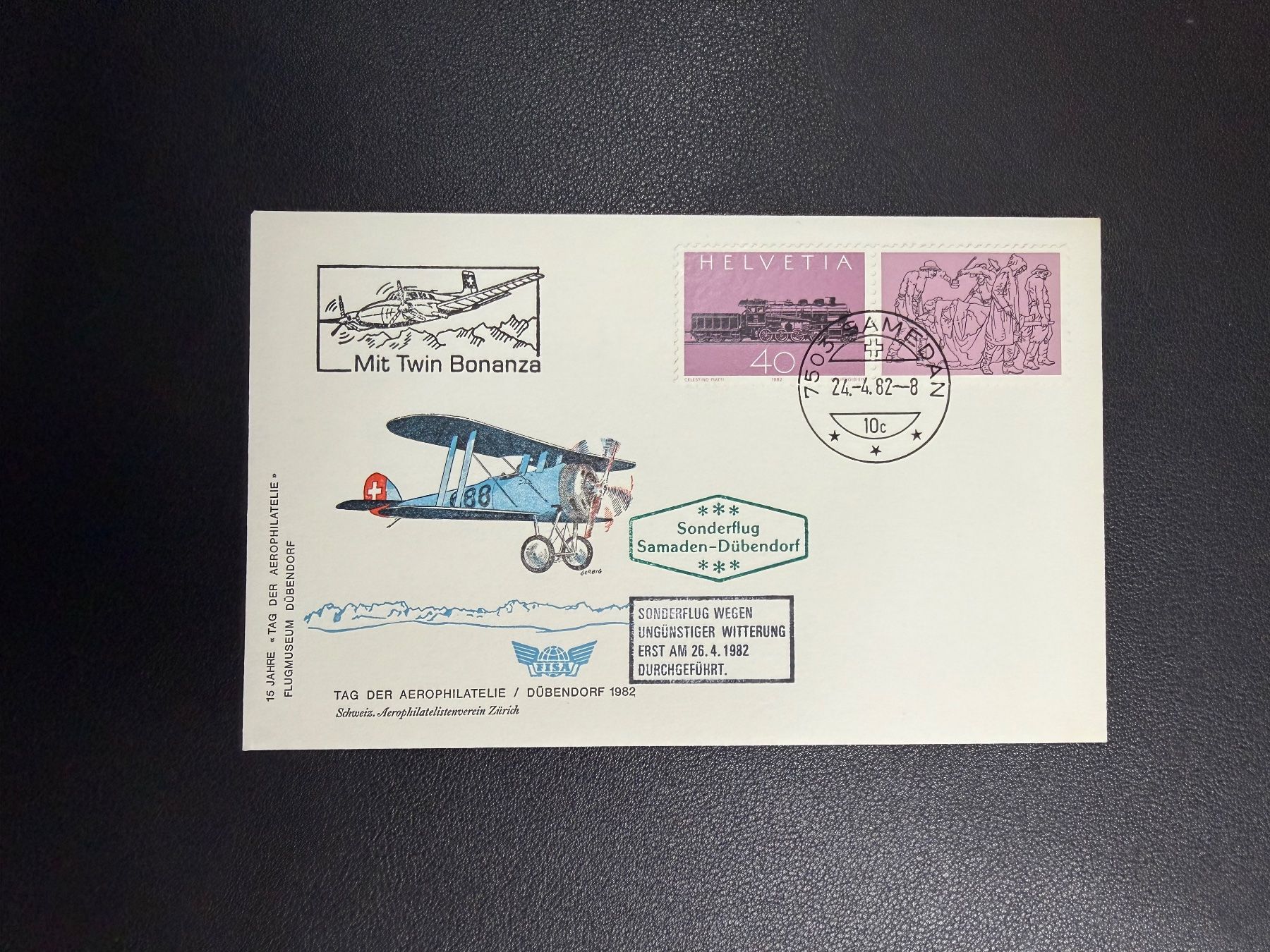 Tutti i francobolli: Sonderflugbrief Samedan - Dübendorf 1982 – Usato da oberrüti venduto da jeanmei