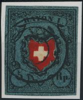 1851 - Rayon I · o K - Bieler 3 Ring Stempel · Voll
