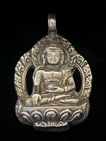 Beau Pendentif Bouddha Shakyamuni argent massif  925