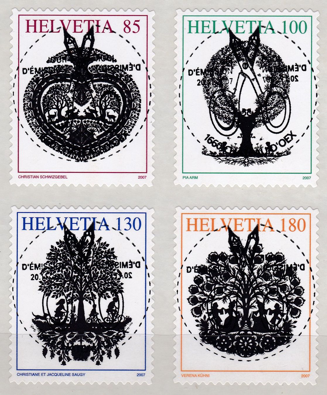 Alle Briefmarken: 2007, SONDERMARKEN SCHERENSCHNITTE, ET - VOLLSTEMPEL – Gebraucht aus Oberrieden von Gebirgsstelze