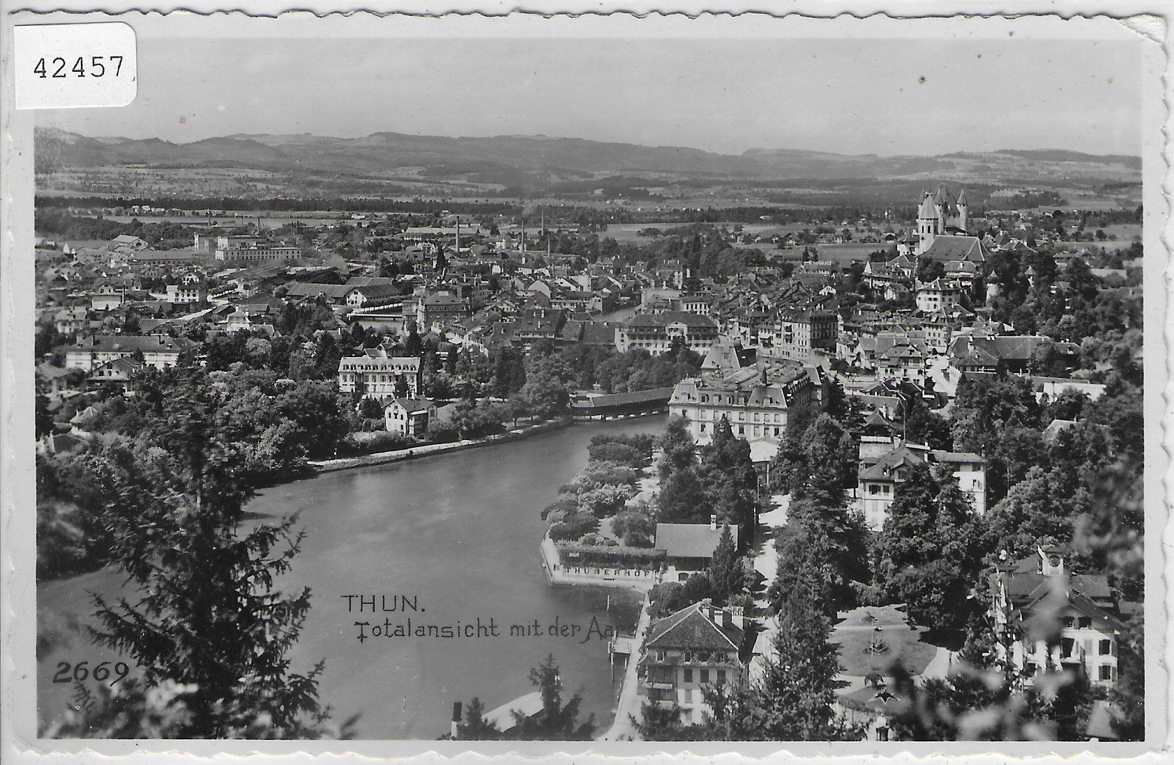 Cartoline postali: Thun - Totalansicht mit der Aare – Usato da Ettingen venduto da Kartenplanet