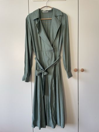 BOSS Elegantes Hemdblusenkleid Salbeigrün / Oliv – Gr. 36 