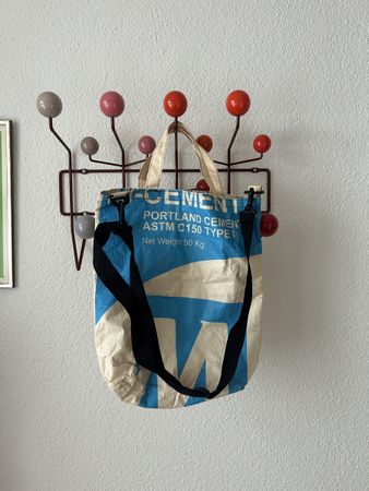 Upcycling Tasche aus Zementsack – Siam City Cement, Blau/Bei