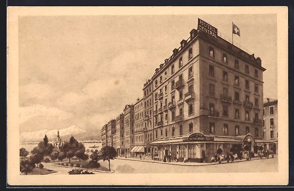 Cartoline postali: AK Genf, Partie am Hotel Central – Usato da Berlin venduto da bartko-reher
