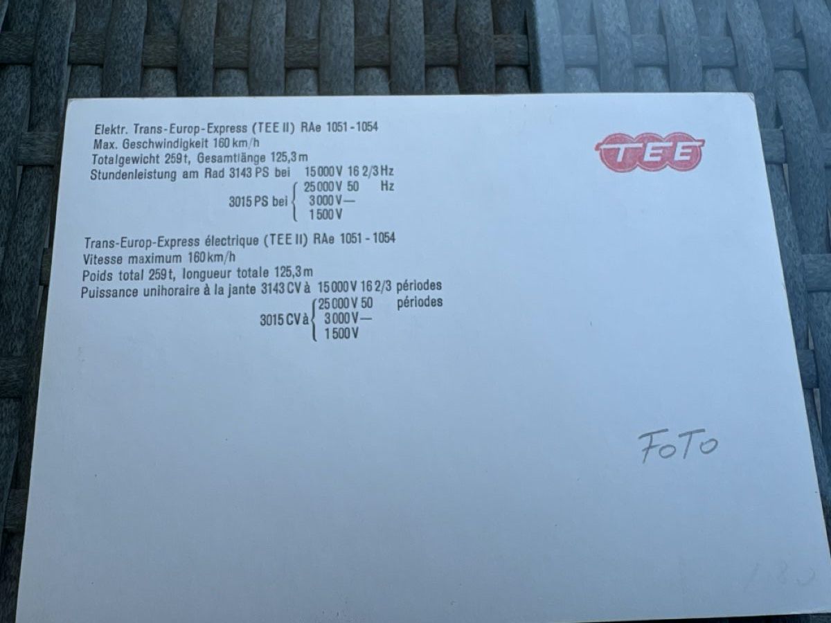 Ansichtskarten: Ansichtskarte TEE Zug SBB 1962 mit Briefmarke Bern – Gebraucht aus Basel von Fischstabli 1