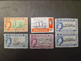 6 Bahamas Briefmarken, gebraucht