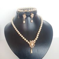 Perlenschmuck Set Kette Armband Ohrclips 925 Silber