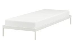 VEVELSTAD Bettgestell weiss mit Matratze, 90x200 cm