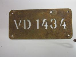 Antik Vélonummer Plaque Vélo Fahrrad VD Oldtimer