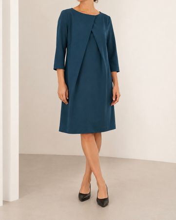 Kleinbasel by Tanja Klein Gwendoline Pleat Drape Dress Blue