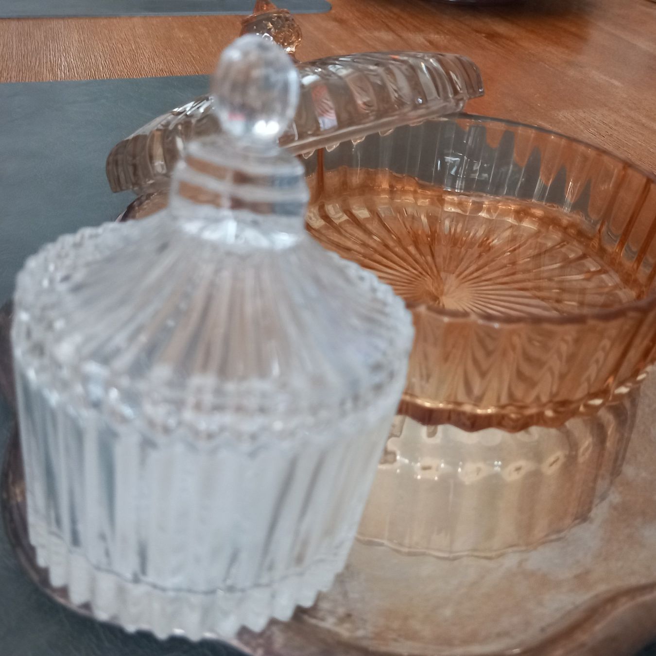 Gläser: Zwei Glas Dosen mit Silber Plateau – Neu (gemäss Beschreibung) aus Aegerten von gismolini 1