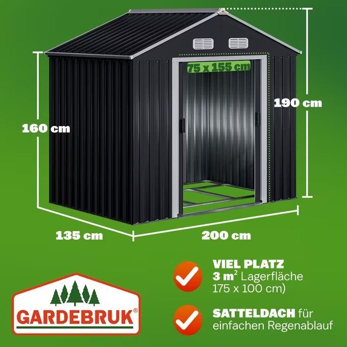 Gartenhaus für Geräte und Werkzeuge 196x132x188cm (innen) 8
