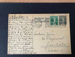 1921, Postkarte nach Neuchâtel mit Tellknabe 125III