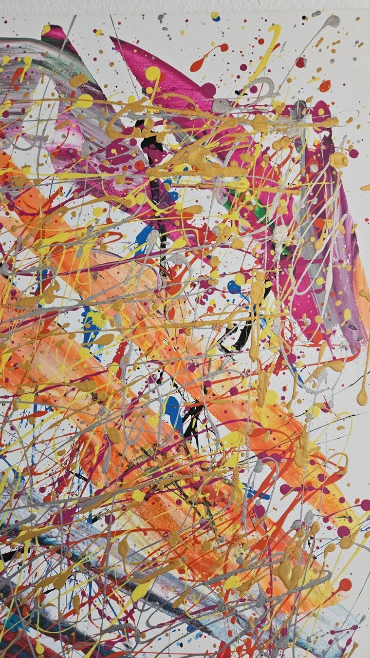 Tableaux: Tableau abstrait, couleurs vives, unique et moderne! – Neuf (Voir description) à Le Locle par fab_c9hh 4