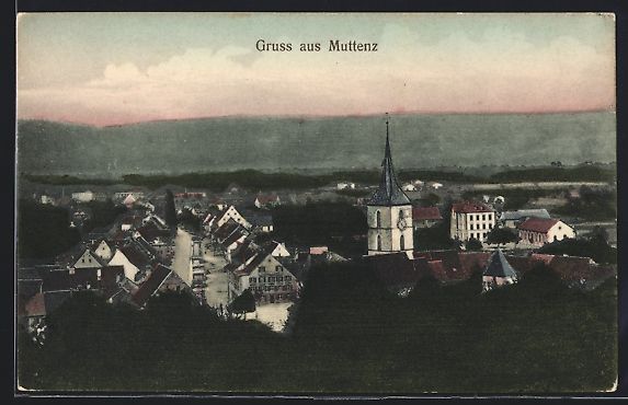 Cartoline postali: AK Muttenz, Strassenpartie mit Kirche – Usato da Berlin venduto da bartko-reher
