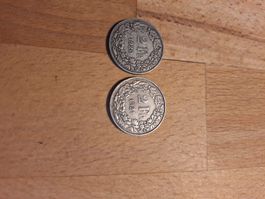 2 Schweizer Silbermünzen 2 Franken 1920 und 1921