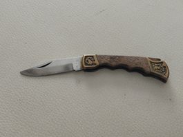 Kleines Klappmesser Inox mit Holzgriff und Messing gebraucht
