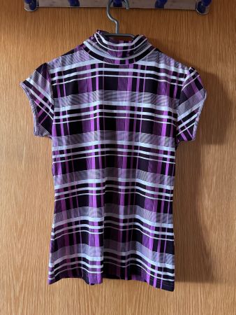 Kariertes Basic Shirt in lila/schwarz Gr. M