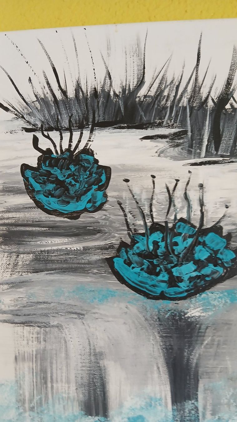 Foto & Immagini: Acrylbild, Handgemalt "Seerosen" – Nuovo (secondo la descrizione) da Udligenswil venduto da Quarz2002 3