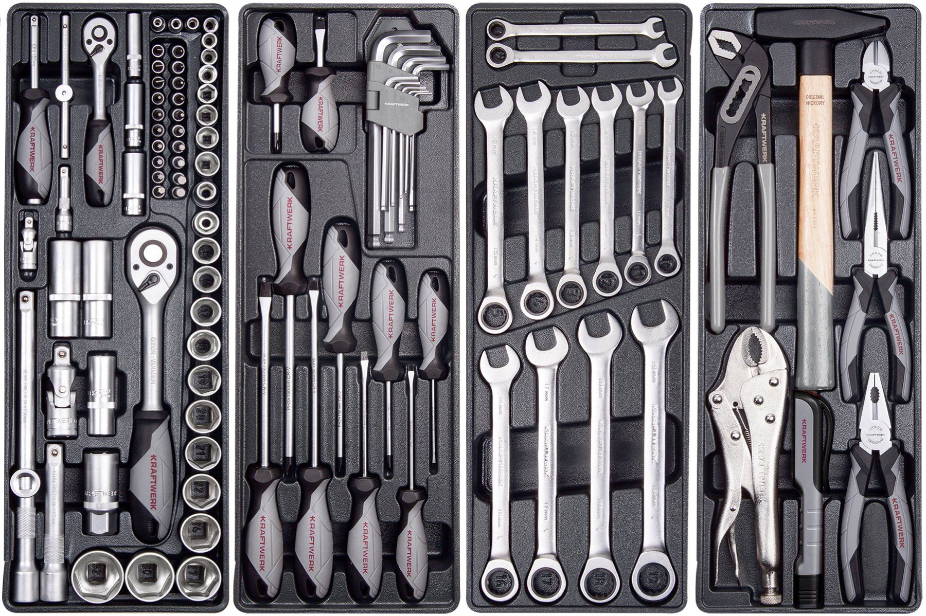 Kraftwerk Tutti gli attrezzi: KRAFTWERK Werkzeugkiste Basic-Line, 1/4" + 1/2", 100-teilig – Nuovo e nell'imballaggio originale da Koppigen venduto da Bracher_Mail-House 1