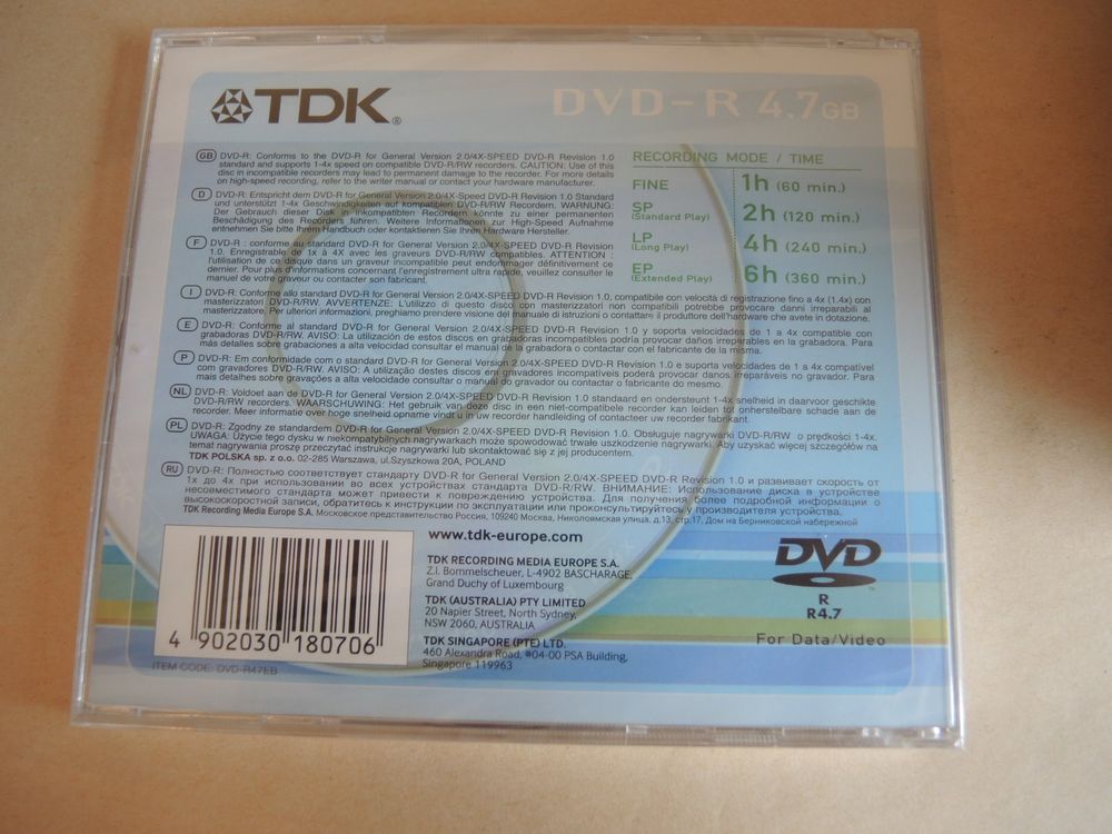 TDK DVD-R 4.7GB DVD recordable für Daten und Video | Kaufen auf Ricardo