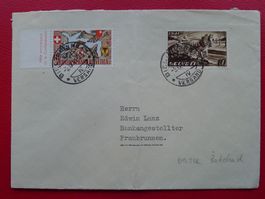 1941: Brief mit B13 (stark verschobener Rotdruck) von BIEL.