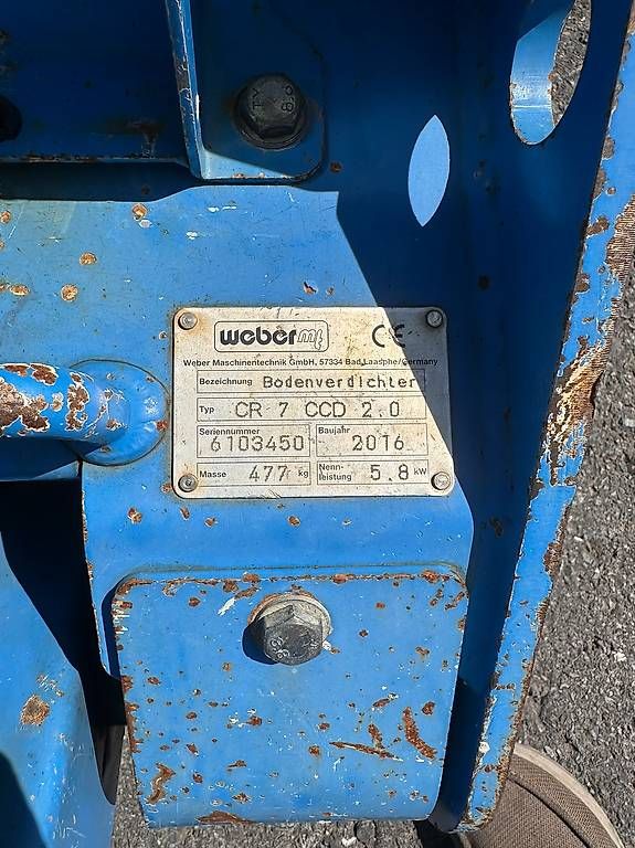 Tutte le macchine: Weber MT CR 7 CCD Rüttelplatte  7,9 PS Diesel 2016 JG – Usato da Baar venduto da Fahrzeug-Technik-neu 3