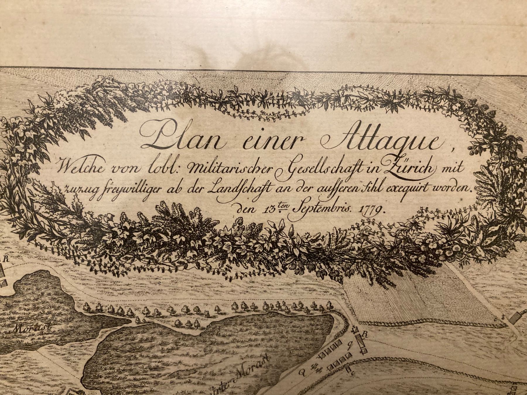 Incisioni: Plan einer Attacke, Zürich, 1779, gerahmt – Usato da Adliswil venduto da eku_8mgk 1