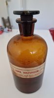 Apothekerflasche Cupr. Sulfuricum braun antik Original