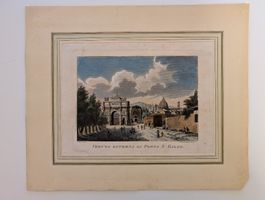 Antiker Farbstich Porta S. Gallo Florenz 19. Jhdt.