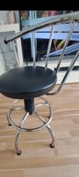 Barhocker Metall verchromt Sitz schwarz höhenverstellbar