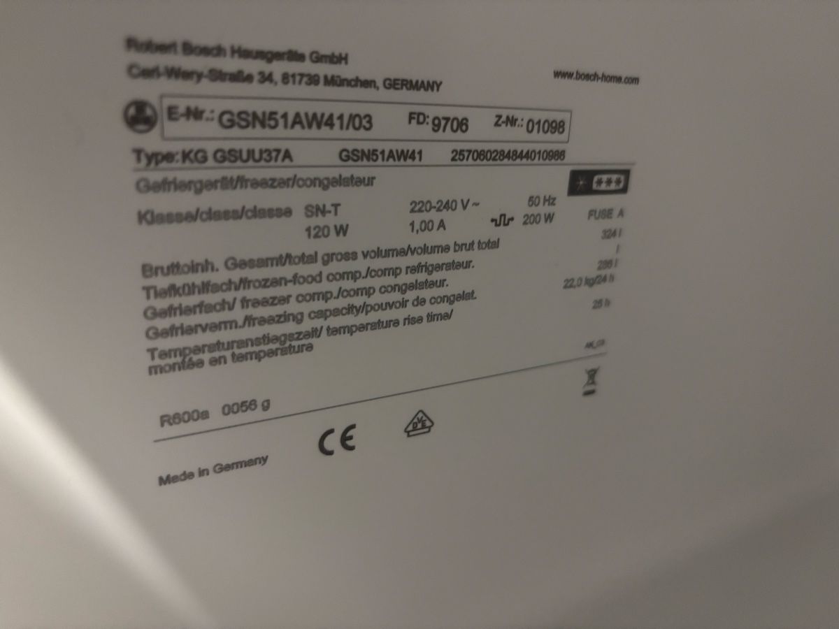Gefrierschrank: Neuwertiger Gefrierschrank aus BOSCH – Gebraucht aus Gränichen von R.7 2