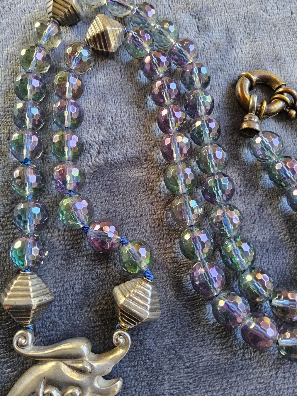 Catenine: Statement Sterling Lapis Drachen Kette an irisierendem Glas – Usato da Zürich venduto da helsan 9