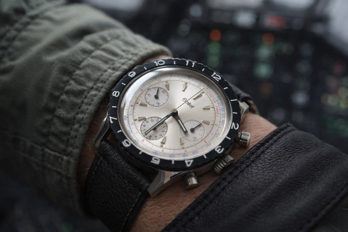 Orologi: Gallet MultiChron Military Pilot Chronograph, valjoux 72 – Usato da Eschert venduto da Watchlegend 6