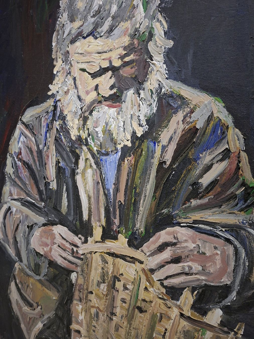 Dipinti: Ölgemälde "Korbflechter" signiert A. Brigger, 70x90cm – Usato da Grossdietwil venduto da mahsoumi 2